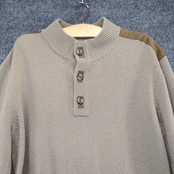 Cabela's Men's Sweater Tan Medium Mock Neck Pullover Lambswool Knit Long Sleeve - Picture 3 of 12